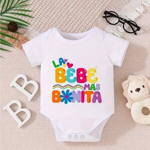 Cartoon Flower and Hearts La Bebe Mas Bonita onesie - multiple sizes available